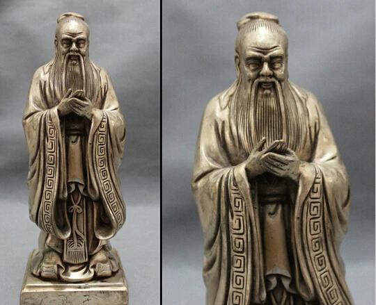 WBY---506+++Chinese Silver Famous Great Literati History Founder Confucius Kong Zi Statue | Дом и сад