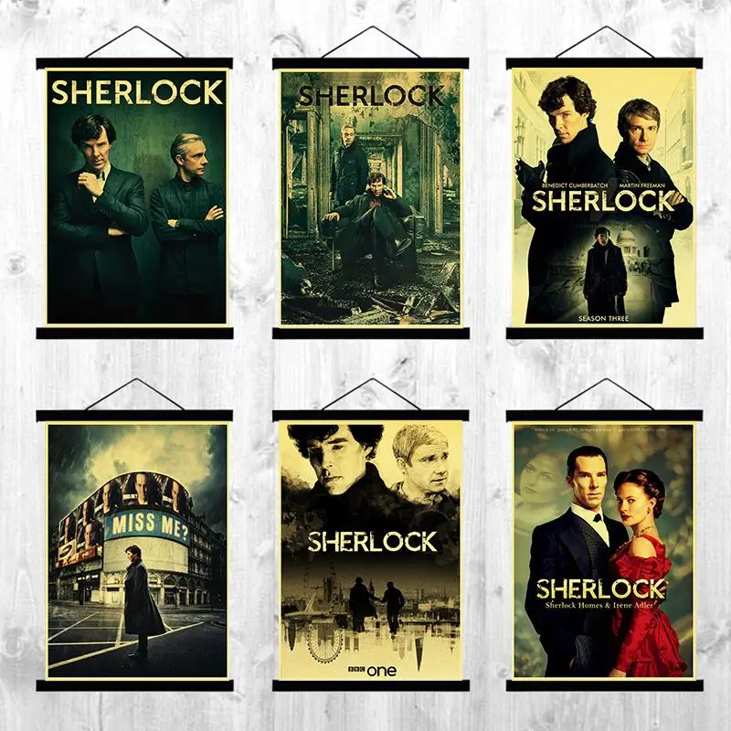 

Detective Movie Sherlock Holmes Benedict Cumberbatch Retro Vintage Posters and Prints Room Decoration Wall Stickers