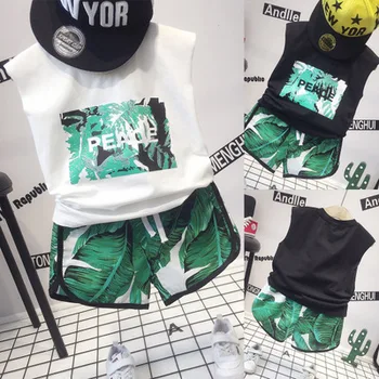 

Boys Tracksuit 2019 Summer New Baby Boys Clothing Sets Kids Vests Tees+shorts Suit Baby Beach Clothes Sets Fashion Printed Suit