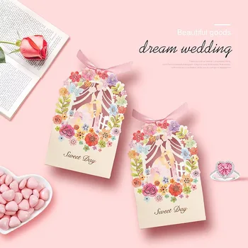 

50Pcs/lot ins Paper Candy Box Hollow Butterfly Flowers Gift Boxes Wedding Decoration Favors Creative Chocolate box wholesale