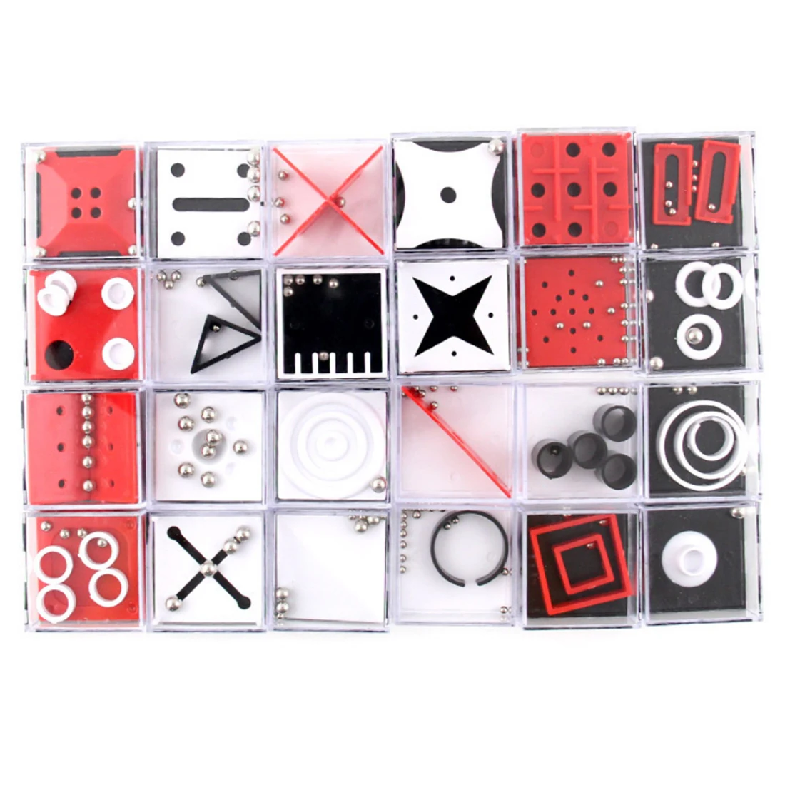 

24Pcs Balance Maze Game Puzzle Boxes with Steel Ball Brain Teaser Educational Toys Gift Decompression Toy for Kid Adult