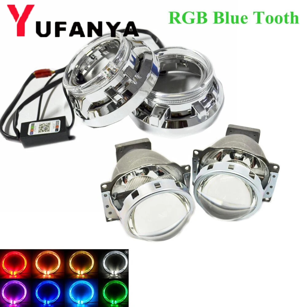 Bi Xenon Projector Lens with RGB app Bluetooth angel eyes shrouds for Headlight 3.0 Koito Q5 use D1S D2S D2H D3S D4S xenon kit источник света для авто sinolyn q5 koito
