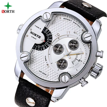 

Mens Watches NORTH Top Brand Luxury Sport Quartz Watch Men Date Display Leather Strap Casual Military Watches Relogio Masculino