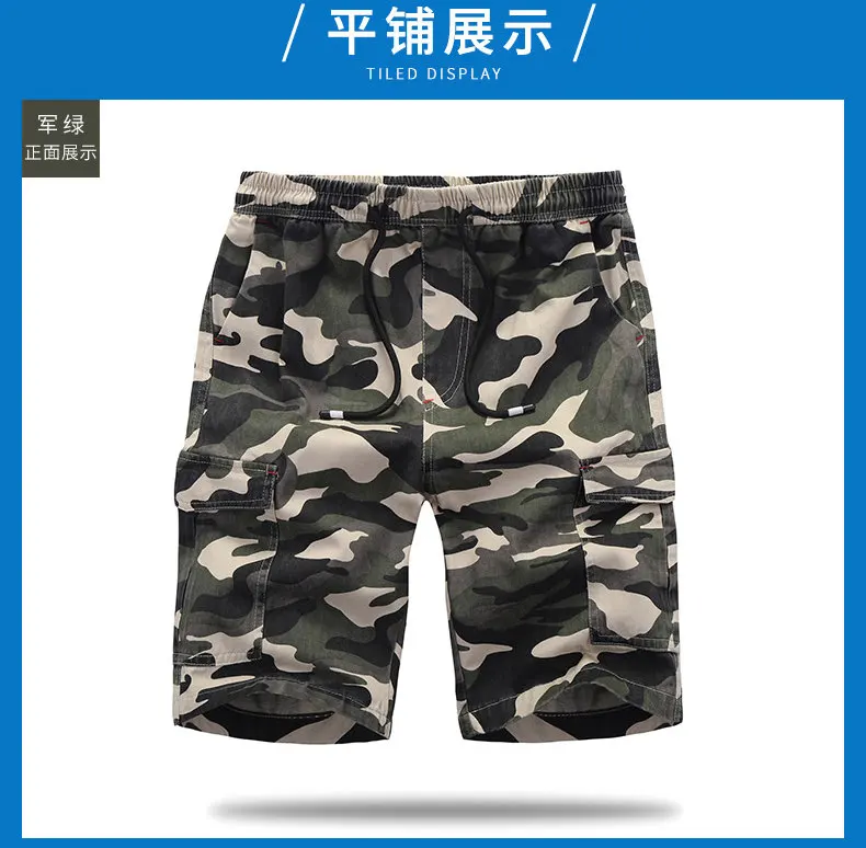 100% Cotton Shorts Men Summer Camouflage Sports Shorts Quality Beach Male Short Pants Breathable Fashion Plus Size Boardshorts 11