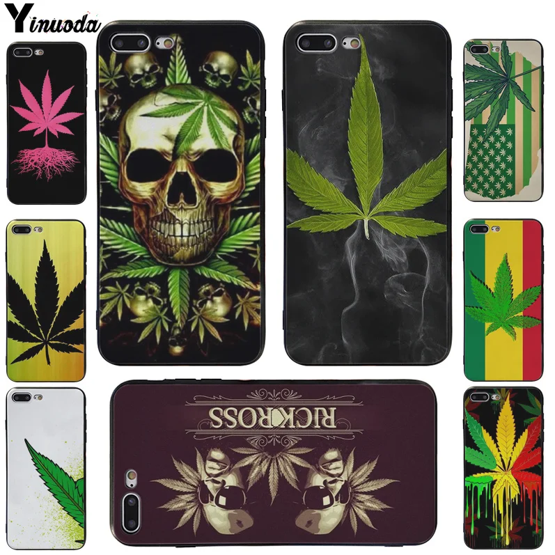 

Yinuoda Cannabis leaf TPU Black soft shell Phone Case For iphone 8 8plus 7 7plus 6s 6s Plus 6 6plus 5s