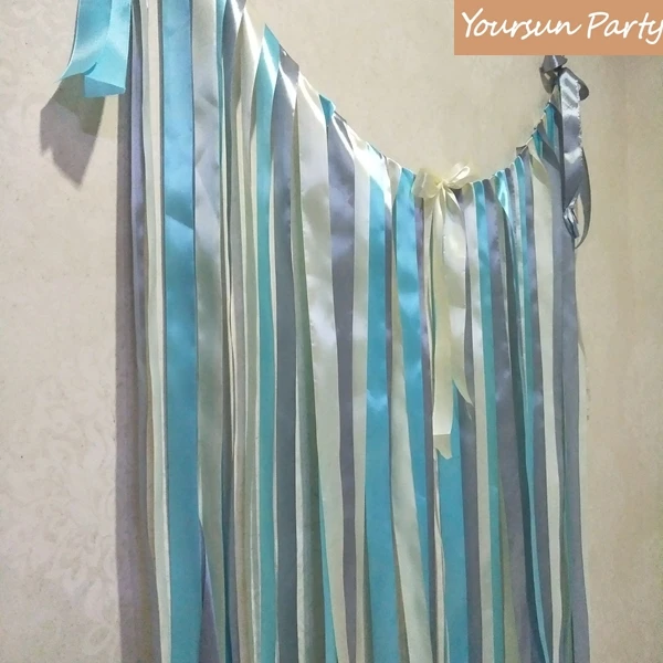 Frozen Inspired Party Backdrops Handmade Ribbon Rag Tie Garland Reserving Table Photography Props