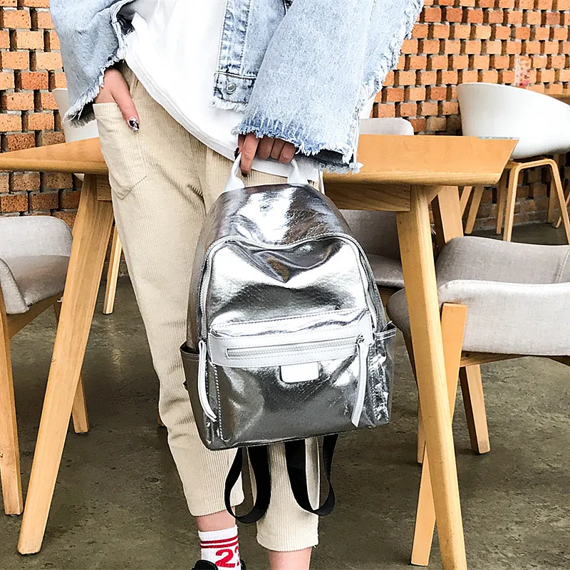 Fashion Glitter Women Backpack big capacity  PU Leather Teenage Girls School Bag Large Female backpacks for travelling red black (11)