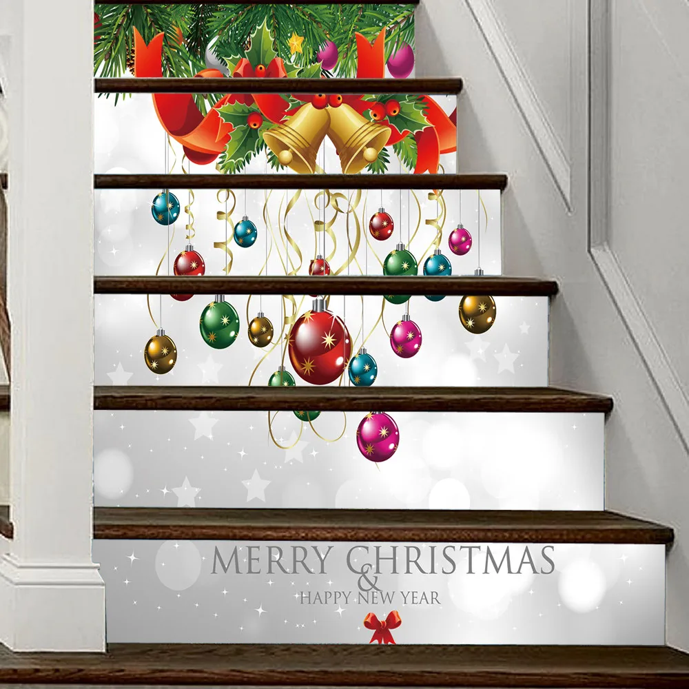 6 шт./компл. стикер лестницы 3D моделирование фестиваль стиль плитка стикер на стену s домашний DIY Рождественское украшение для дома Декор лестницы 1205