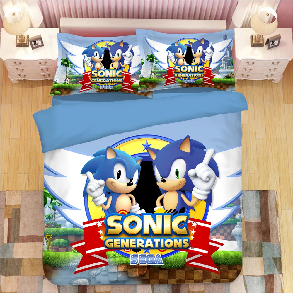 Sonic The Hedgehog Bedding Set Super Mario Bros Duvet Covers Pillowcases Twin Full Queen King Comforter Bedding Sets Bed Linen Comforters For Beds