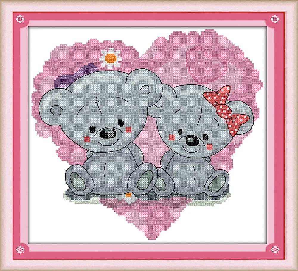 The teddy bear lovers DMC Cross Stitch Fabric Chinese Counted Cross