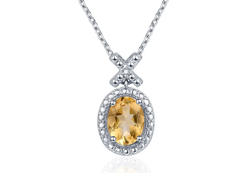 silver citrine PENDANTS CASP06157SB-1