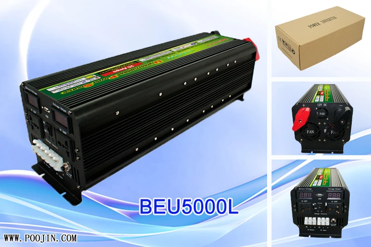 

Full rated power 5000W DC 12V TO AC 220V power inverter with ups charger for battery,USB charger and LED display
