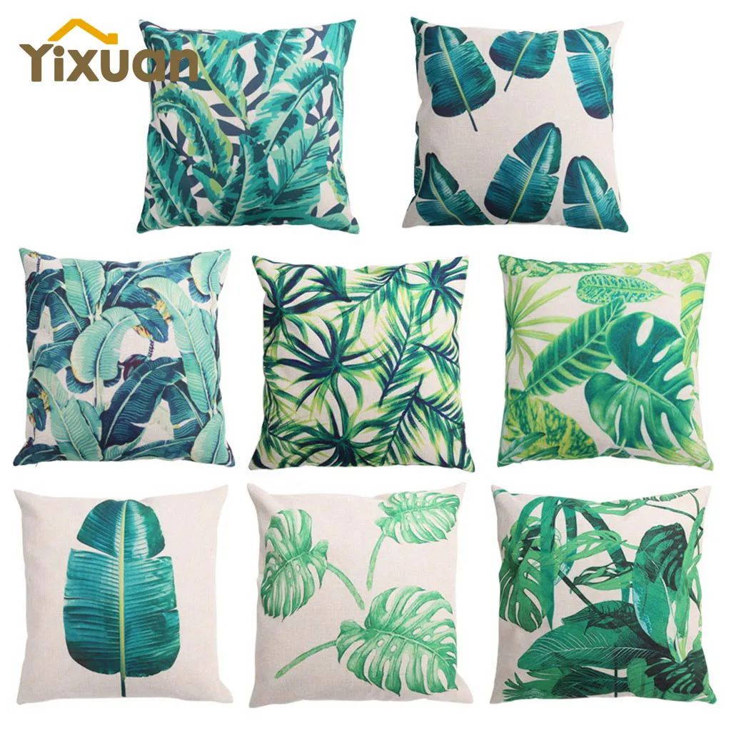 45cmx45cm Bamboo Pattern Cushion Cover Comfortable Green Theme Cotton