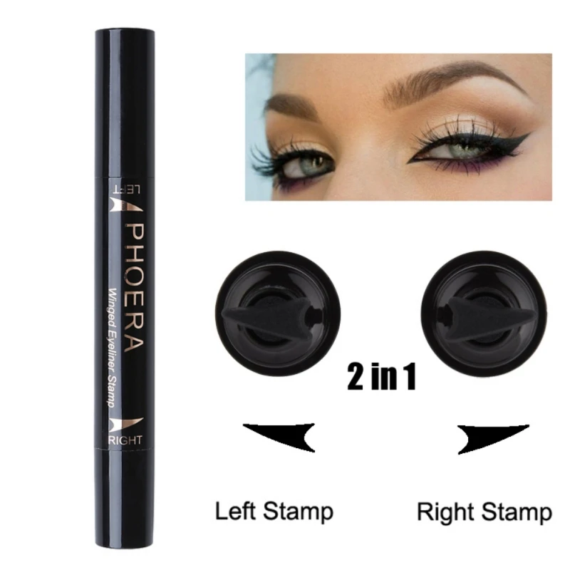 

2 In 1 Natural Easy to Wear Eyes Makeup Eyeliner Stamp Waterproof Long-Lasting Eye Liner Beauty Cosmetics 2018 Product
