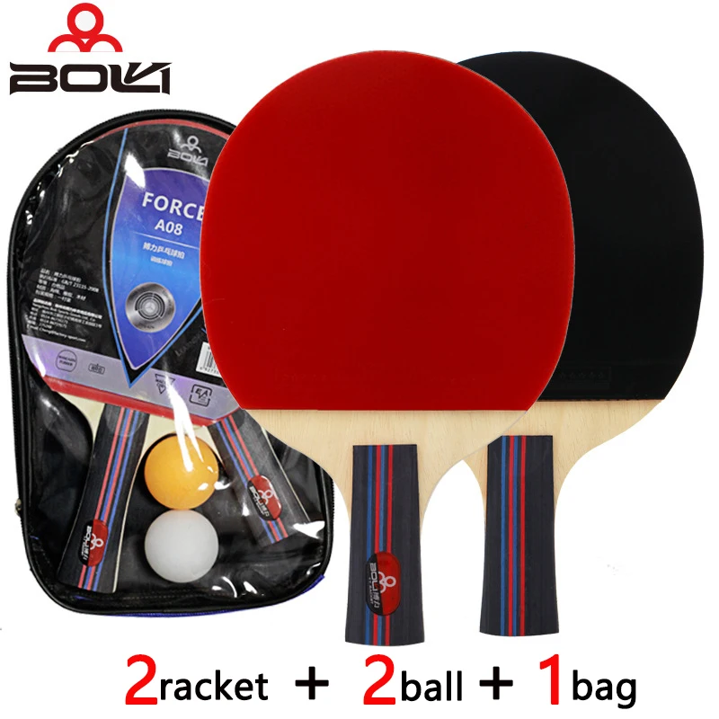 BOER 2pcs Poplar Wood Ping Pong Racket Table Tennis Racket Long/Short