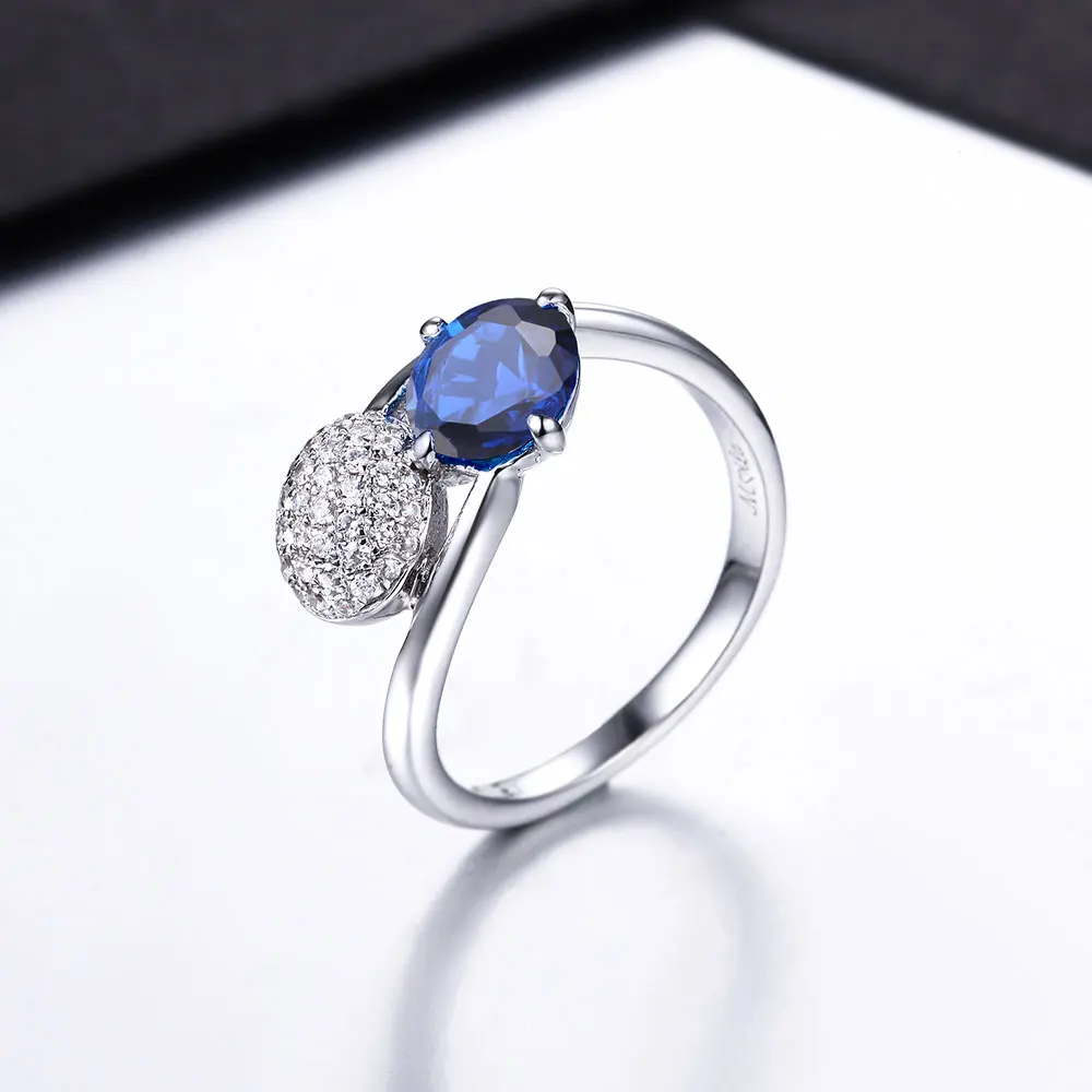 DOUBLE-R 925 sterling silver Created Sapphire Gemstone Rings for women Embroidery