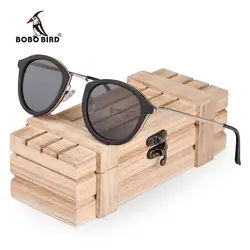 Бобо птица солнечные очки с поляризованной древесиной Для женщин зебрано Рамка Металлическая ножка Мода ретро Винтаж дизайн с UV400 защиты