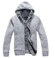 Heißer 2017 neue Herrenmode winter Gestrickte jacke Mantel Baumwolle Kapuzen thick weiße strickjacke Pullover männer XXL, XXXL W 136