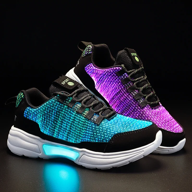 

2019 Led Light Unisex Sneakers 27~46 Leather Kid Children Charging Casual Sport Sneaker Shoes Shoe Girl Sport Platform Flat w051