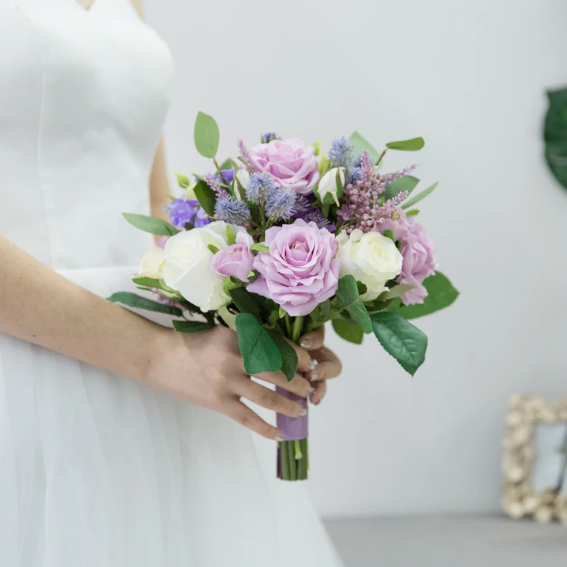 JaneVini новые западные фиолетовые розы свадебные букеты Искусственные Шелковые цветы невесты брошь свадебные аксессуары Buque De Noiva