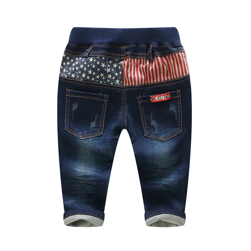

Free shipping spring autumn baby boy Star stripe cotton jeans child denim pants