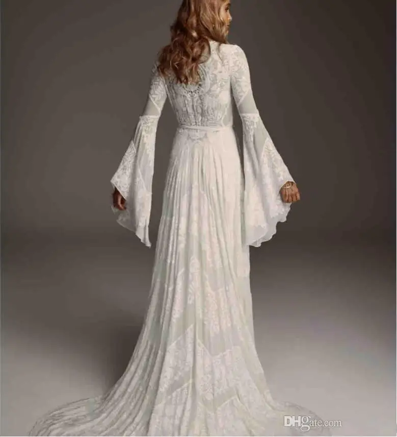 bohemain-2019-wedding-dresses-v-neck-lace-bridal-gowns-puffy-long-sleeves-boho-custom-plus-size-beach-wedding-dress (3)