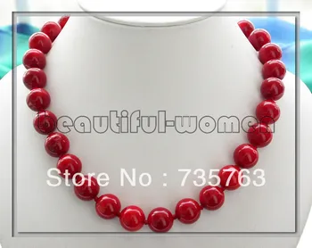 

xiuli 00680 REAL 18" 14MM NATUREL RED CORAL BEAD NECKLACE