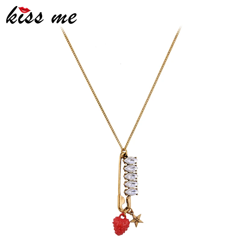 

KISS ME Long Sweater Chain Alloy Star Strawberry Pendant Necklace Women Bijoux Cute Fashion Jewelry