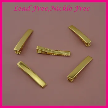 

30PCS 4.5cm Golden Plain Rectangle Metal Alligator Clip hairpins with teeth at lead free,nickle free DIY Hair barrettes hair bow