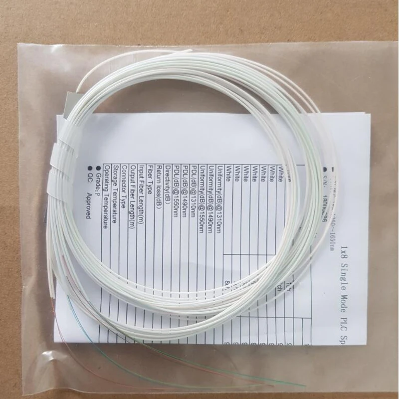 50 шт./лот 1x8 ПЛК сплиттер 0 9 мм 1 м SM стальная трубка FTTH мини Блокировка 8 портов