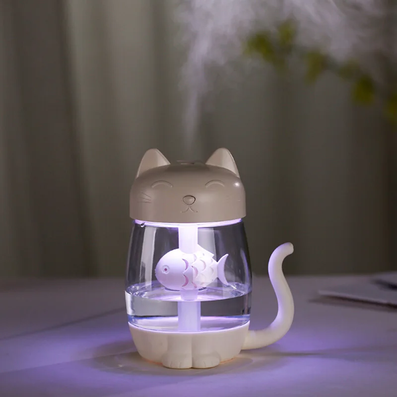 

3 in 1 350ML USB Cat Air Fresheners Air Humidifier Ultrasonic Cool-Mist Maker With LED Light Mini USB Fan for Home Office Decor