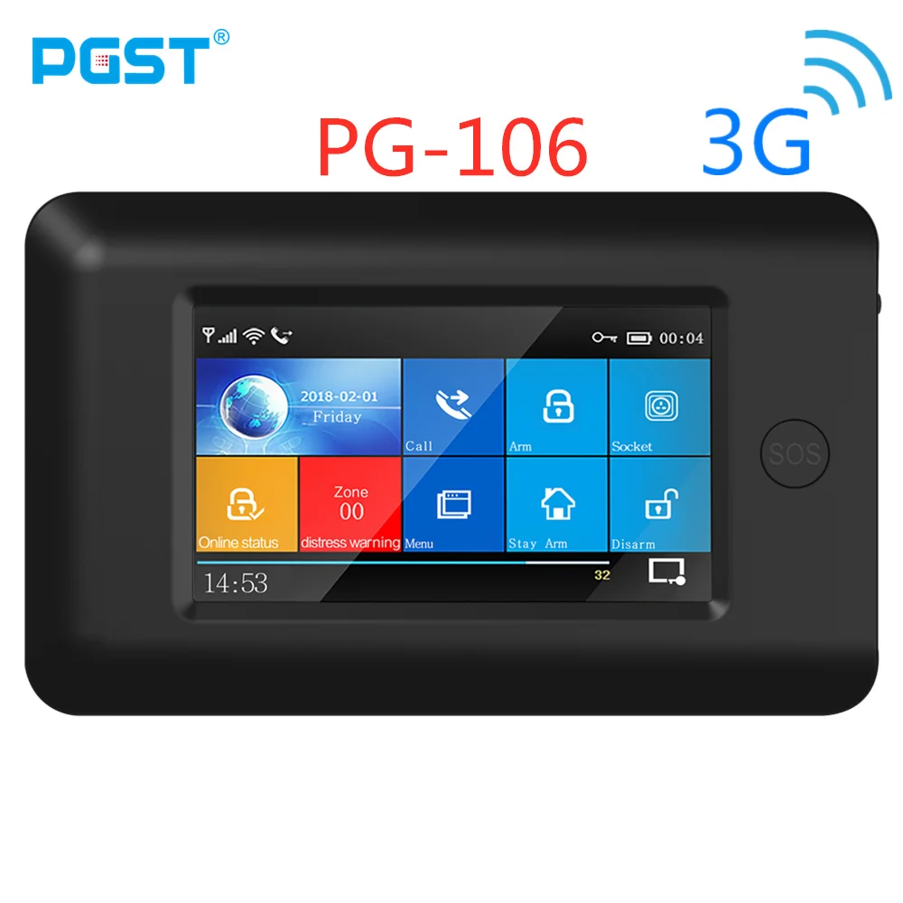 PGST-106 433 МГц беспроводной wifi GPRS RFID приложение дистанционное управление GSM 3g Умный дом Охранная сигнализация s для IOS и Android системы - Цвет: Темно-серый