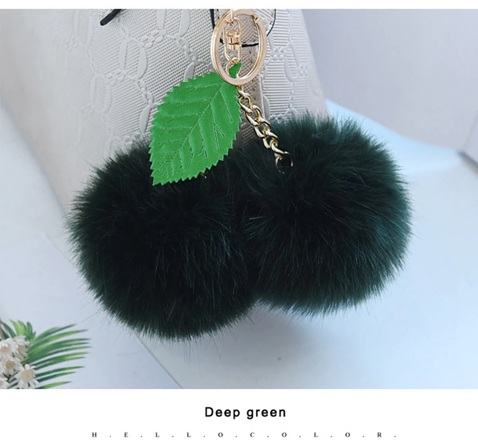 Корейский меховый брелок-помпон кролик мех мяч брелок для ключей porte clef pompom de fourrure сумка с помпонами Подвески вишня автомобильный брелок