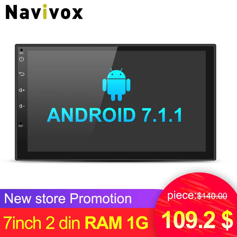 Navivox 7'' Car Multimedia Player 2 din  Android 7.1.1 Quad Core Universal GPS  Radio GPS Stereo Audio Player for nissan no dvd 