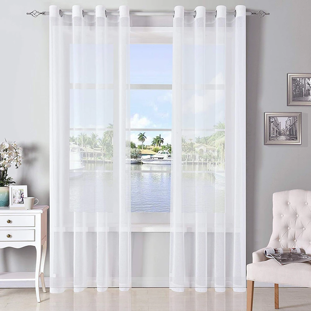 Cortinas de tul de ventana de cortina de hilo blanco sólido de Europa para sala de estar cocina tratamientos de ventana modernos cortina de gasa