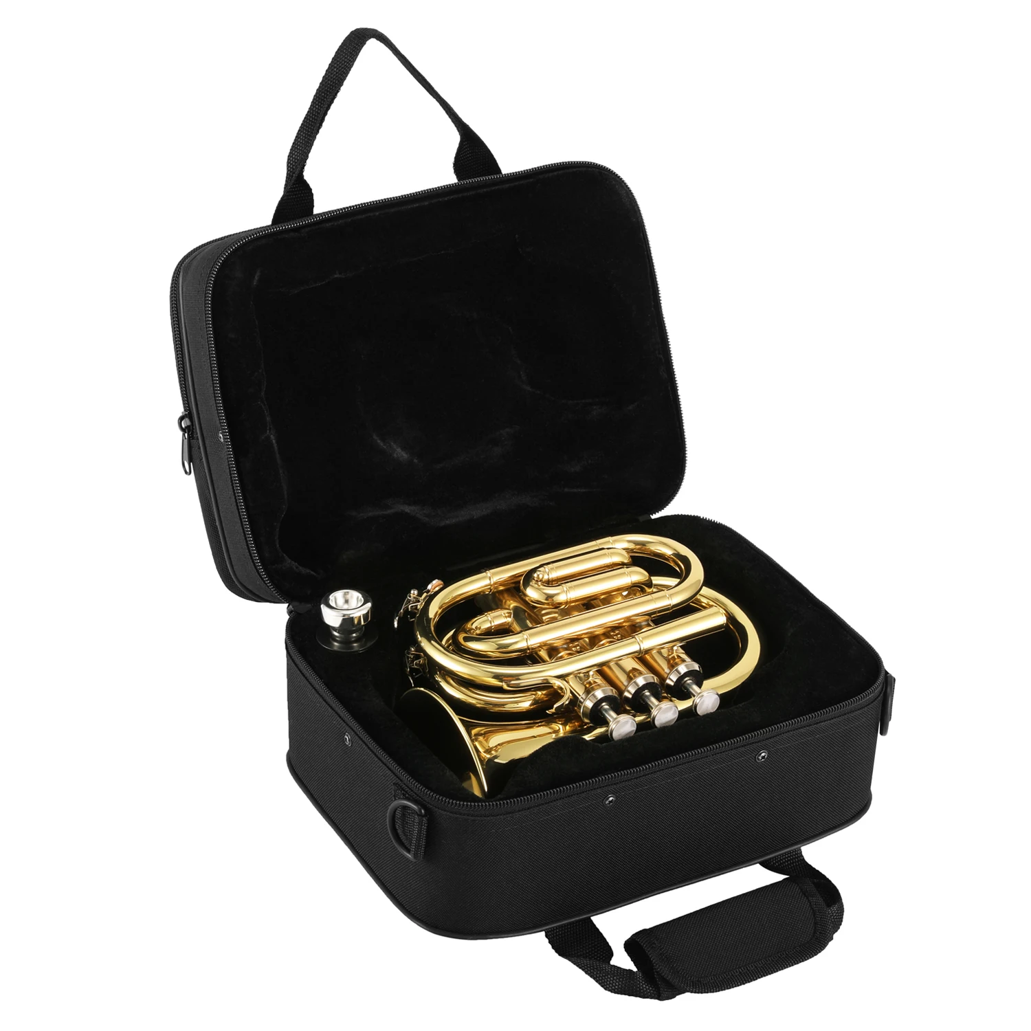 Карманный Bb Труба плоский латунный набор инструментов с трубкой чехол для переноски мундштук инструмент для чистки аксессуары золотой никель цвет