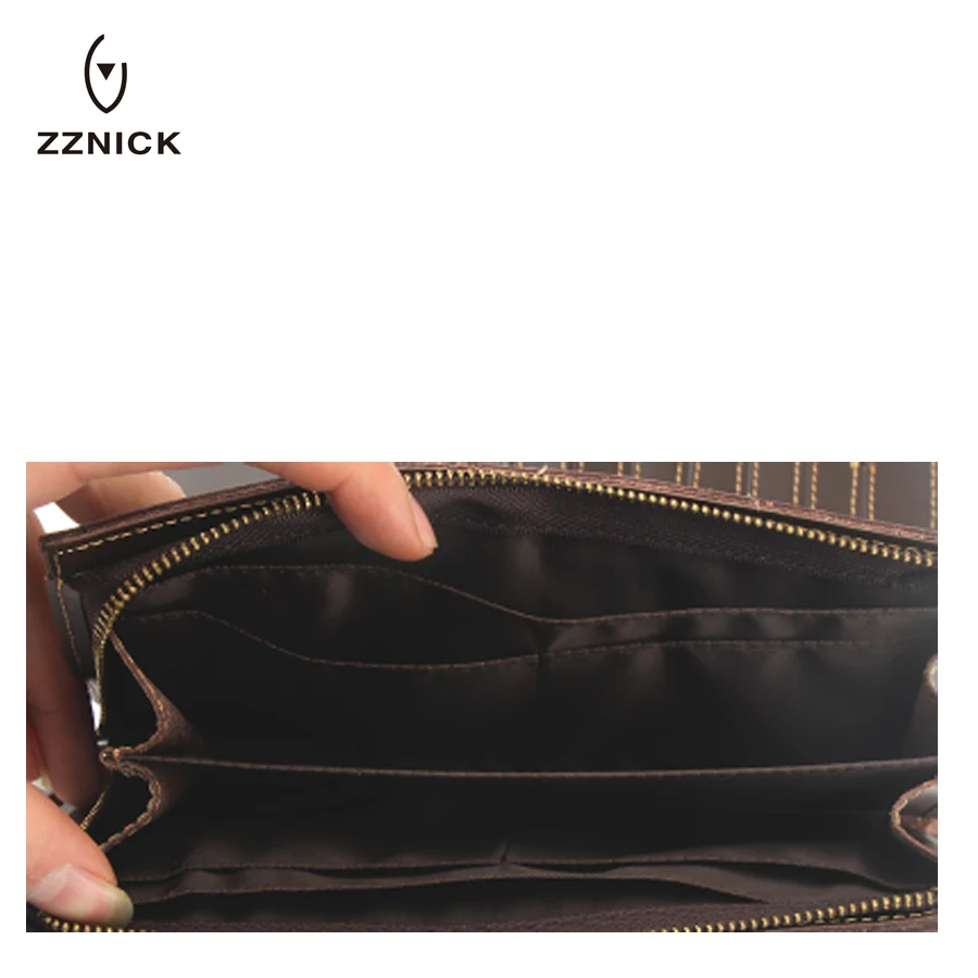 ZZNICK 2020 Длинный кошелек из натуральной кожи деловой винтажный держатель для карт