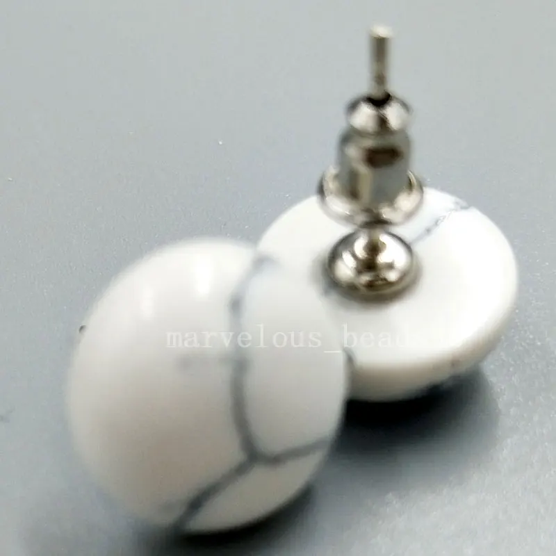 Круглые женские и мужские сережки-гвоздики whhiet Howlite MC5228 бесплатная доставка |