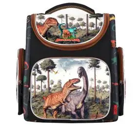 Ортопедические школьные сумки для мальчика, рюкзак с мультяшным автомобилем, водонепроницаемый нейлоновый детский школьный рюкзак, сложенный EVA детский рюкзак для начальной школы - Цвет: brown dinosaur