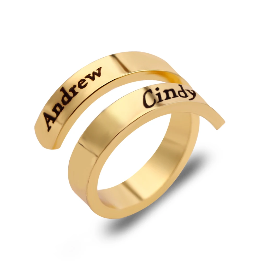 

Custom Name Open Ring 3-Color Optional Logo Text Adjustable Ring For women men Personalized Font Customization By yourself