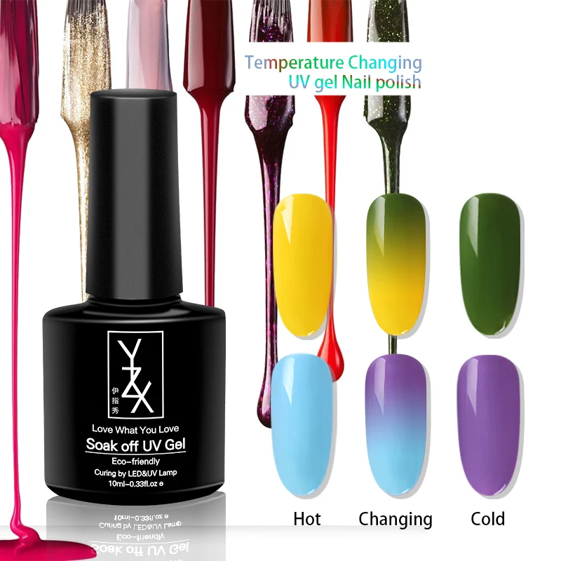 YZX 1x Temperature Change Pure Color Varnish Soak off UV Nail Gel Polish 10ml Solid Enamel