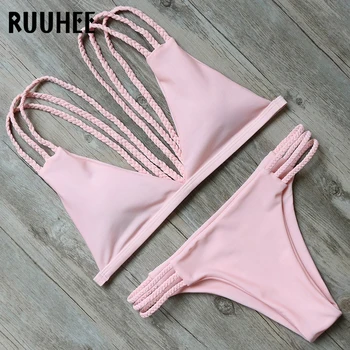 

RUUHEE Bikini Swimwear Women Swimsuit 2018 Brazilian Bikini Set Multi-Strap Bathing Suit Beachwear Pad Swimming Suit For Women