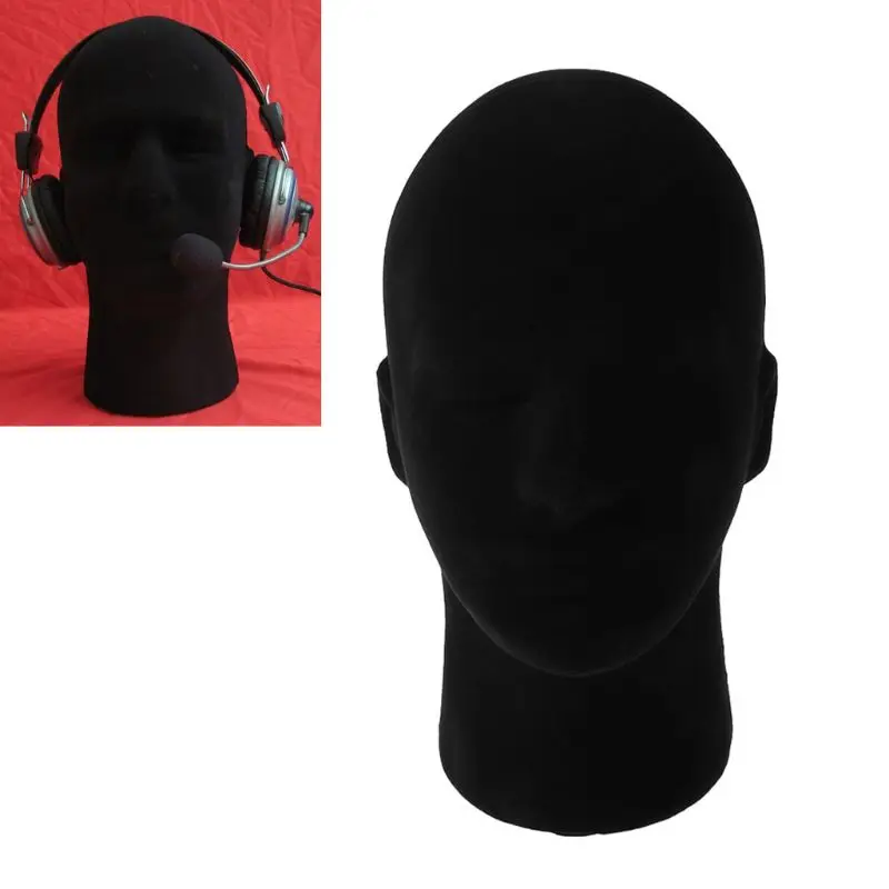 

Male Styrofoam Foam Mannequin Manikin Head Model Wigs Glasses Cap Display Stand Black Color