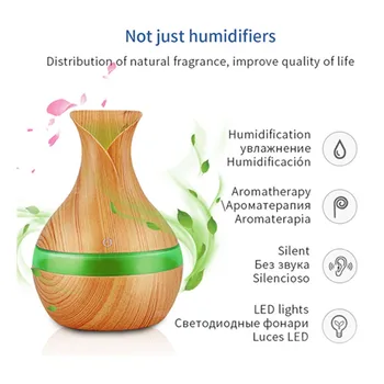 

Aroma Diffuser 300ml USB Mini Ultrasonic Air Humidifier Whisper-Quiet Operation, Automatic Shut-off and Night Light Function