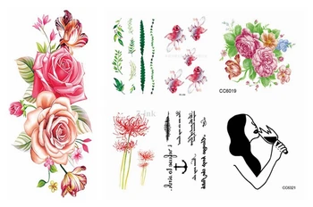 

Water Transfer fake tattoo Flower mandala Leaves goldfish English letter tatoo Waterproof Temporary flash tattot For Adults kids
