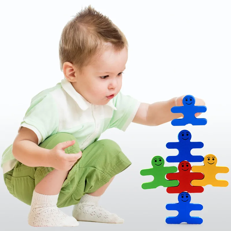 YanyYuChen 16 шт./компл. детские игрушки, развивающие Баланс злодей блоки игрушки мультфильм красочные балансировка блоки деревянные игрушки для