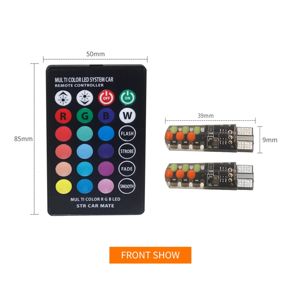 Универсальный автомобильный RGB Led W5W T10 RGB COB 12SMD габаритный светильник s разноцветный многомодовый автомобильный светильник с пультом дистанционного управления