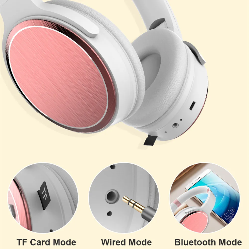 Wireless Headphones HiFi Stereo Bass Folding Sports Music Bluetooth Wired Headset with Mic Support TF Slot Earphone for Phone PC