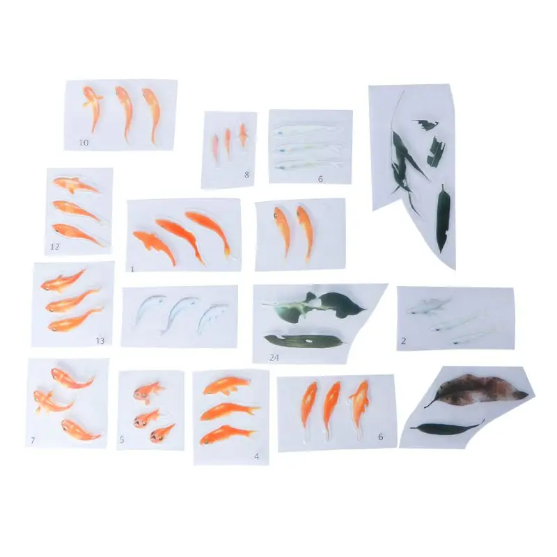 

13 Pcs Filling Sticker Epoxy Resin Silicone Mold Material DIY Jewelry Making Gold Fish Leaf Decoration Filler Self Adhesive Tool