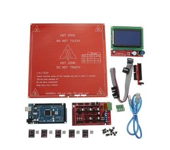 

KuaiJieWei 3D Printer Mainboard Kit RAMPS 1.4 + Arduino Mega 2560 + DRV8825 + 12864LCD + PCB Heat Bed MK2B